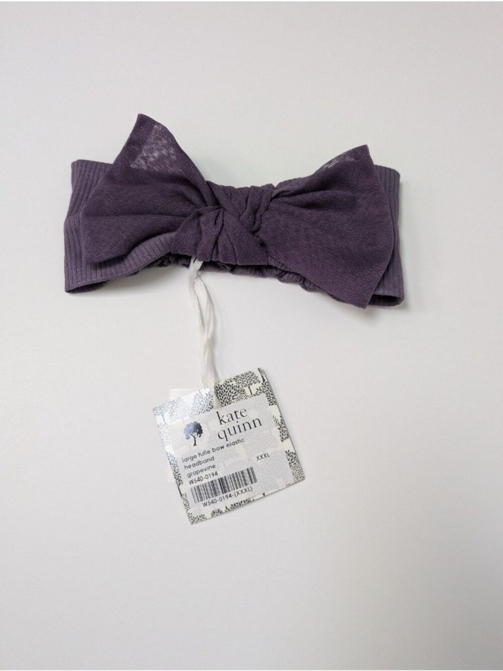 Kate Quinn Organic Cotton Tulle Bow Large Bow Headband Purple Grapevine XXXL